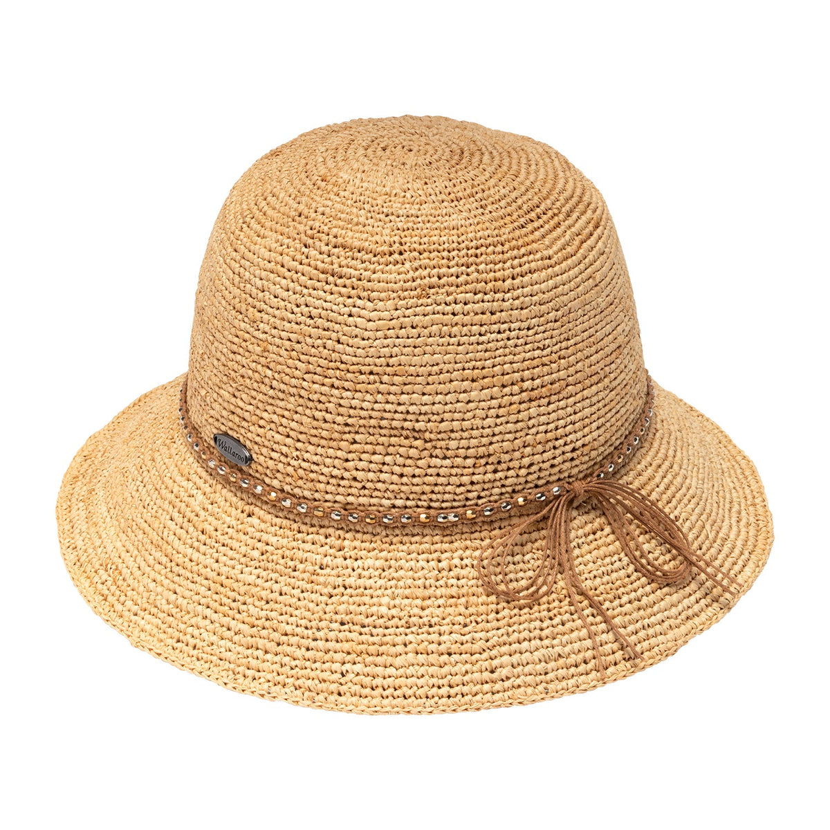 Wallaroo Malibu raffia bucket hat with beaded band in natural, view 3