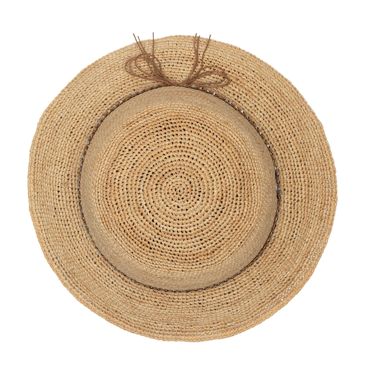 Wallaroo Malibu raffia bucket hat with beaded band in natural, view 4