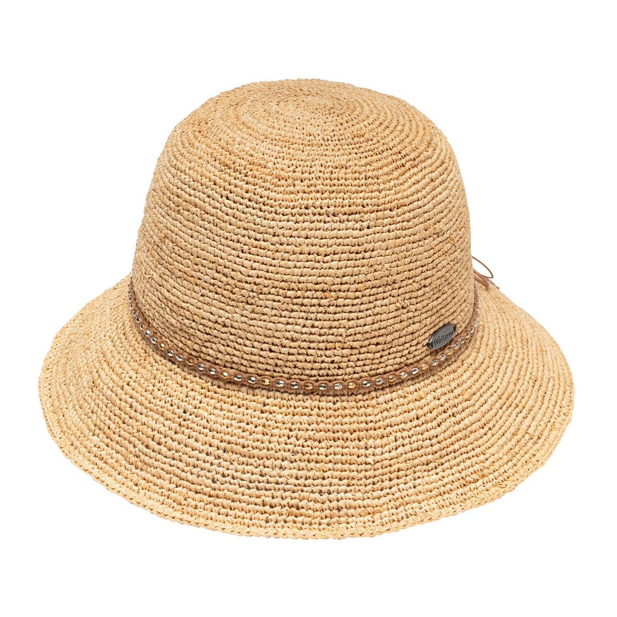 Wallaroo Malibu raffia bucket hat with beaded band in natural, view 2