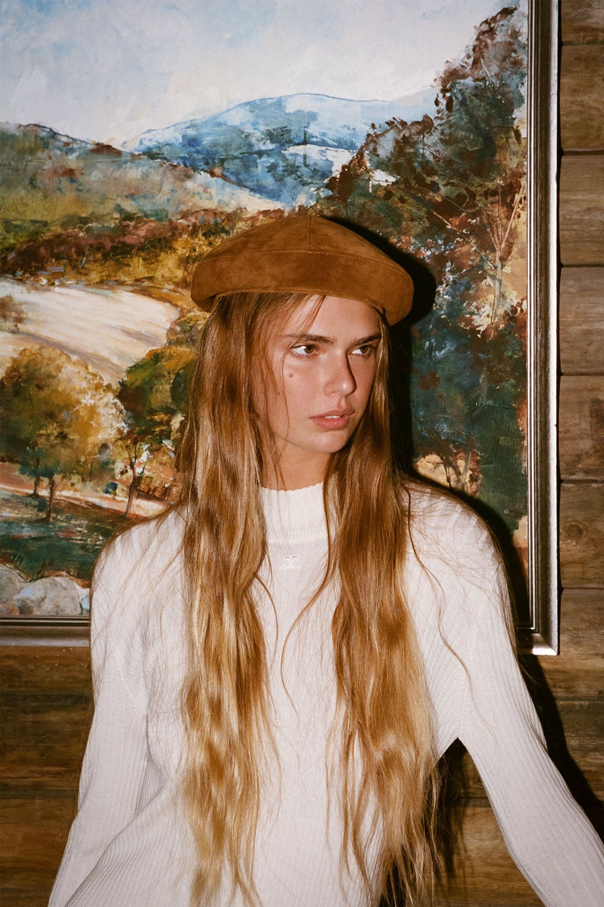 Lack of Color Priya Beret in Tobacco suede, view 2