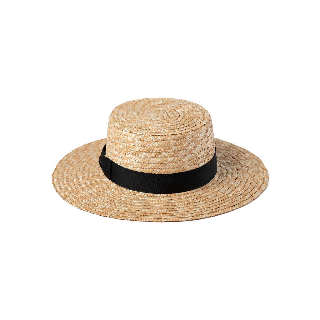 Lack of Color Spencer Boater in natural straw with black ribbon, view 3
