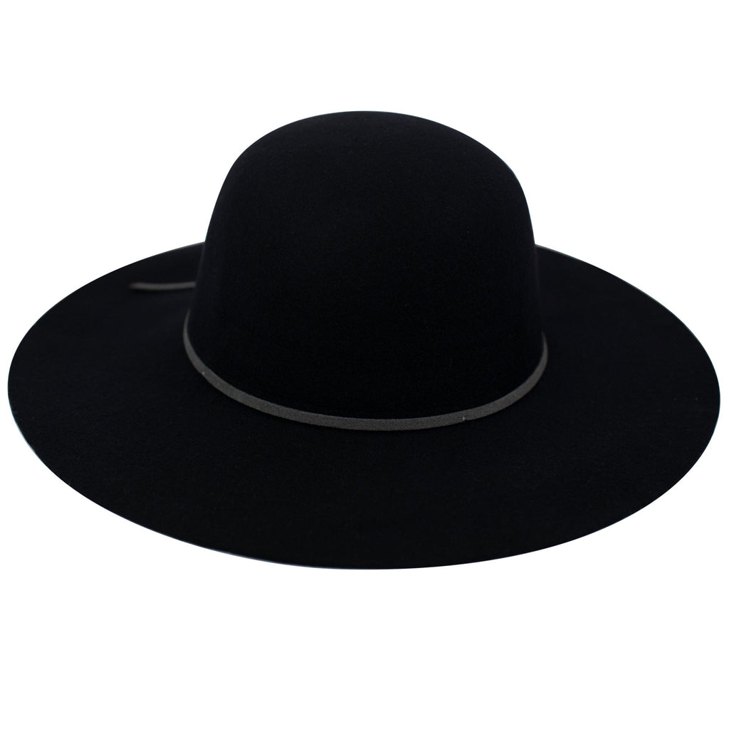 Head West wool floppy hat with round crown and faux suede band in black