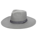 The Julian wool felt stiff brim fedora with bow trim in grey