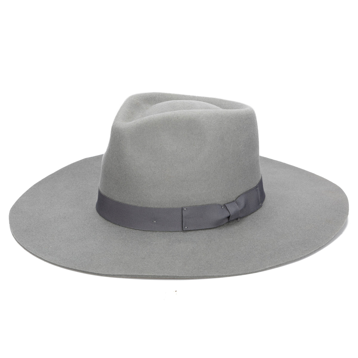 The Julian wool felt stiff brim fedora with bow trim in grey