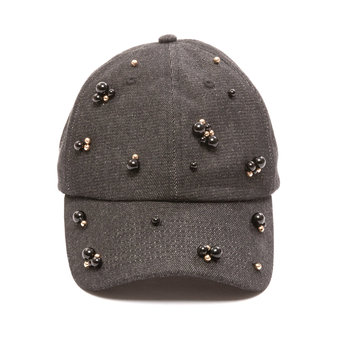 Nightbird cotton twill dad cap with tonal pearl clusters in black, view 4